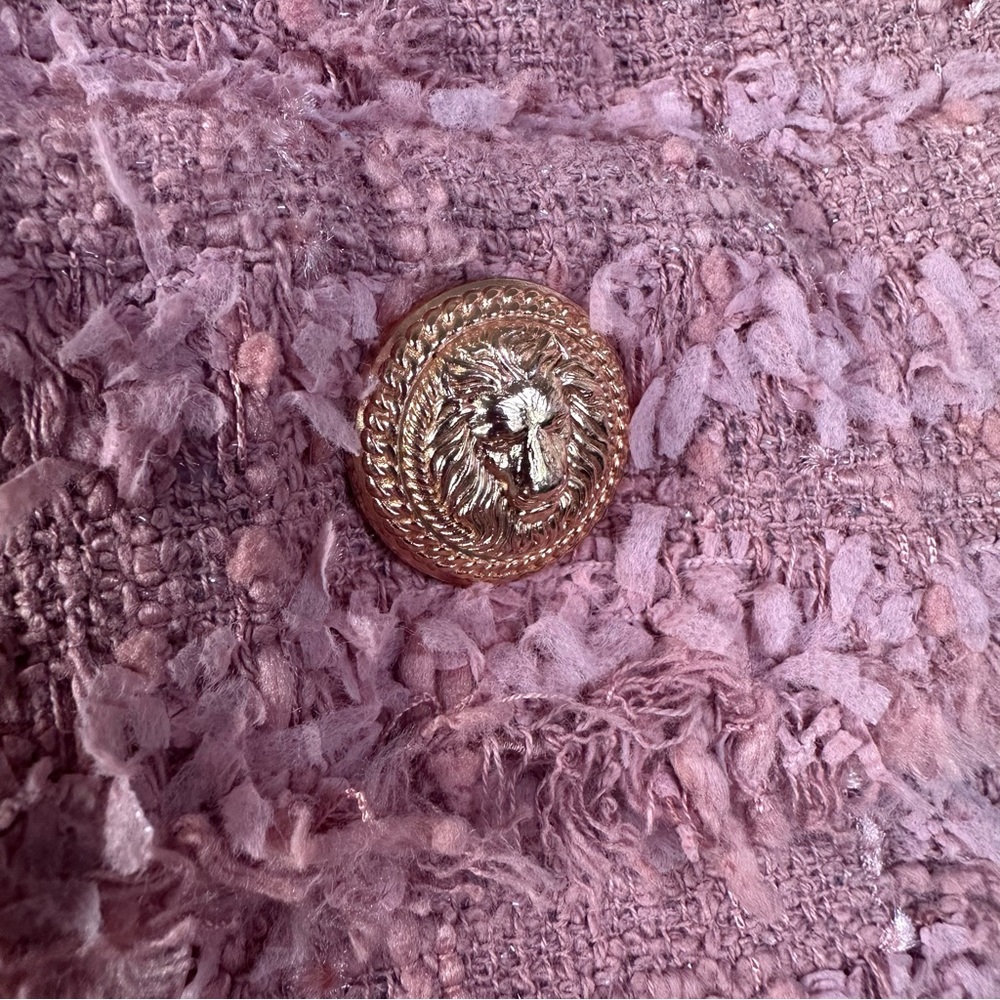 BALMAIN Strapped Short Dress Nude Tweed Buttons - Picture 7 of 12
